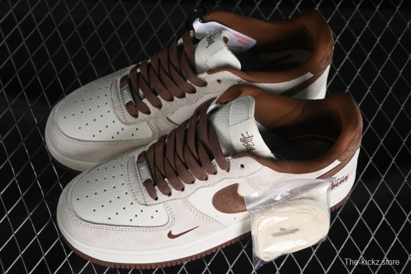 Nike Air Force 1 '07 Low Stussy Collaboration - Coffee Pig Suede Low-Top Casual Sneakers - HD1968-017