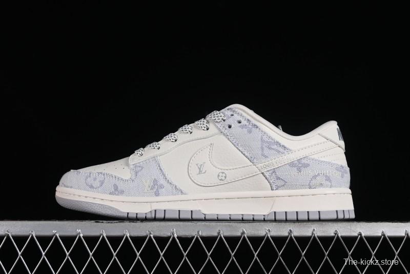 Nike SB Dunk Low LV Collaboration - Tie-Dye Denim Glow in the Dark Anniversary Custom Low-Top Casual Sneakers - FC1688-192
