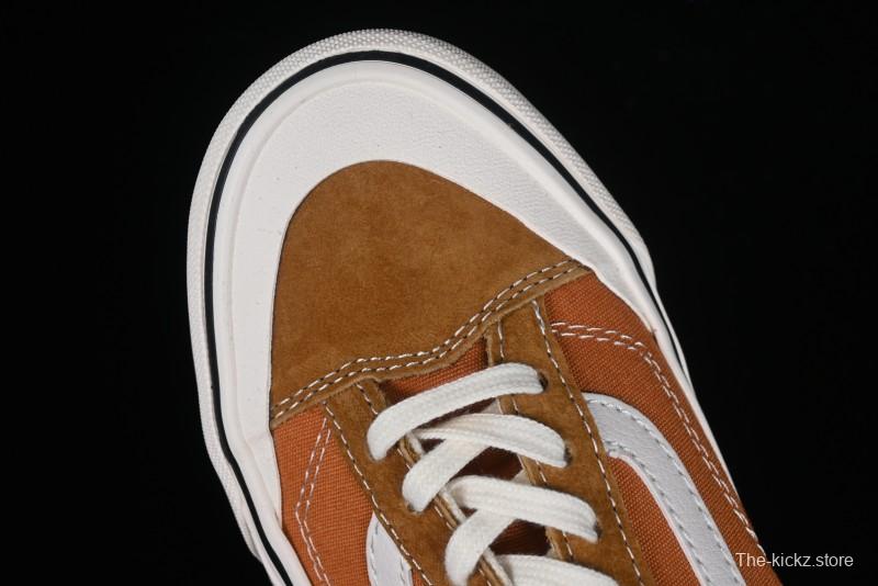 Vans Old Skool Reissue 136 High-End Series Round Toe Orange Canvas Vulcanized Shoes - VN000MT6BKQ
