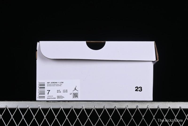 Nike Air Jordan 1 Low AJ1 Black Grey Blue Swoosh Low-Top Lifestyle Basketball Shoes - DC0774-040