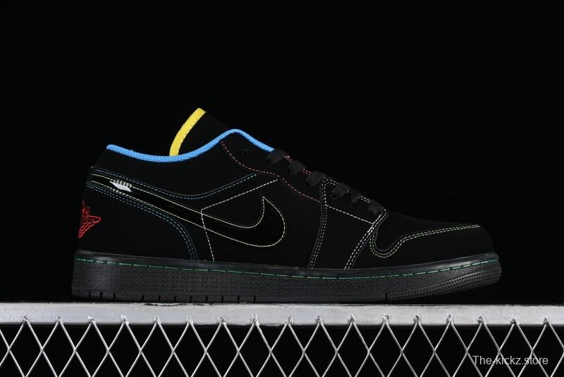 Nike Air Jordan 1 Low AJ1 Black Green Low Top Lifestyle Basketball Shoes - 338145-003