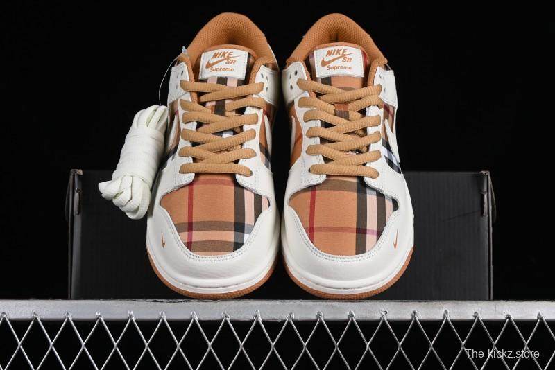 Nike SB Dunk Low Supreme Collaboration - Plaid Colorway SB Low Top Casual Skateboarding Shoes - SU1853-513