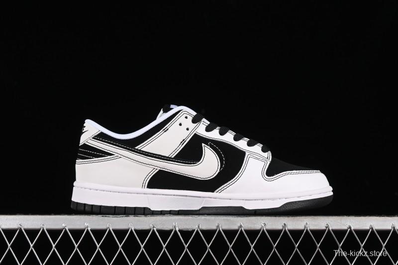 Nike SB Dunk Low Supreme Collaboration - Reverse Black White Swoosh Anniversary Custom Low-Top Casual Sneakers - FC1688-144