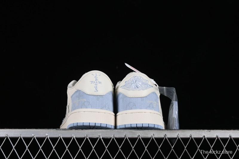 Nike Travis Scott x Fragment Design x Jordan Air Jordan 1 Low OG SP AJ1 LV Peacock Blue Low-top Casual Sneakers - LJ5188-003