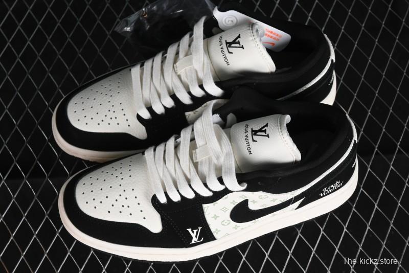 Nike Air Jordan 1 Low LV Collaboration - Black White Panda Custom Culture Casual Sneakers SJ9950-001