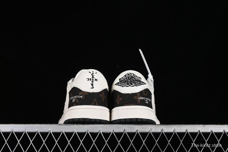 Nike Travis Scott x Fragment Design x Air Jordan 1 Low OG SP AJ1 LV Classic Black Gold Low-top Casual Sneakers - SJ2068-103