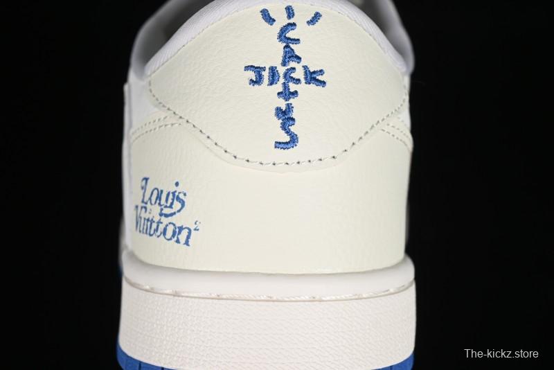 Nike Travis Scott x Fragment Design x Air Jordan 1 Low OG SP AJ1 LV Collaboration Light Blue Low-Top Casual Sneakers - LJ5188-007