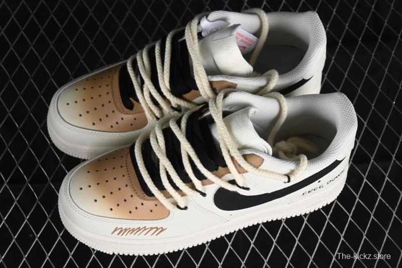 Nike Air Force 1 '07 Low Custom Cappuccino Anime-Themed Spray-Painted Casual Sneakers with Strap - ZH0316-019