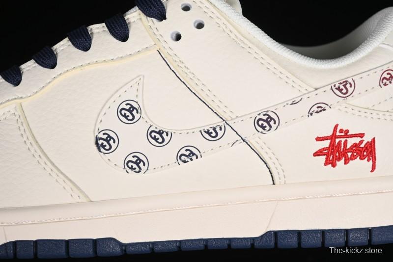 Nike SB Dunk Low Stussy Collaboration - Off White Floral Swoosh Anniversary High-End Custom Low-Top Casual Skate Shoes - XY1688-001