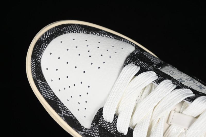 Nike SB Dunk Low LV Collaboration - Black Checkerboard Anniversary Custom Low-Top Casual Skate Shoes - XB3802-353