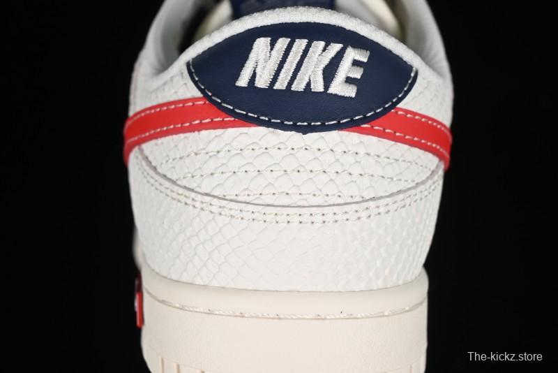 Nike SB Dunk Low Supreme Collaboration - White Dragon Scale Anniversary Custom Low-Top Casual Skate Shoes - BB8685-101