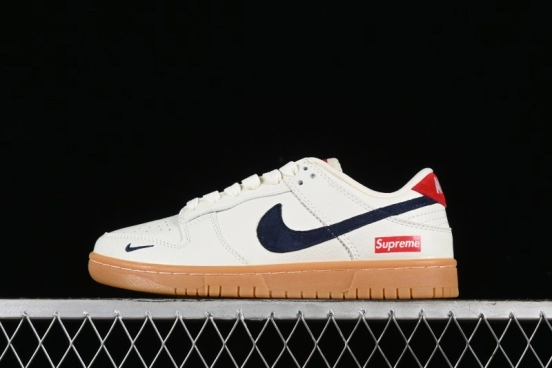 Nike SB Dunk Low Supreme Collaboration - Off White Gum Anniversary Customized Low-Top Casual Skate Shoes - JH8310-945