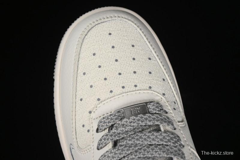 Nike Air Force 1 '07 Low Gucci Collaboration - Beige Grey Linen Casual Sneakers - XZ3398-688