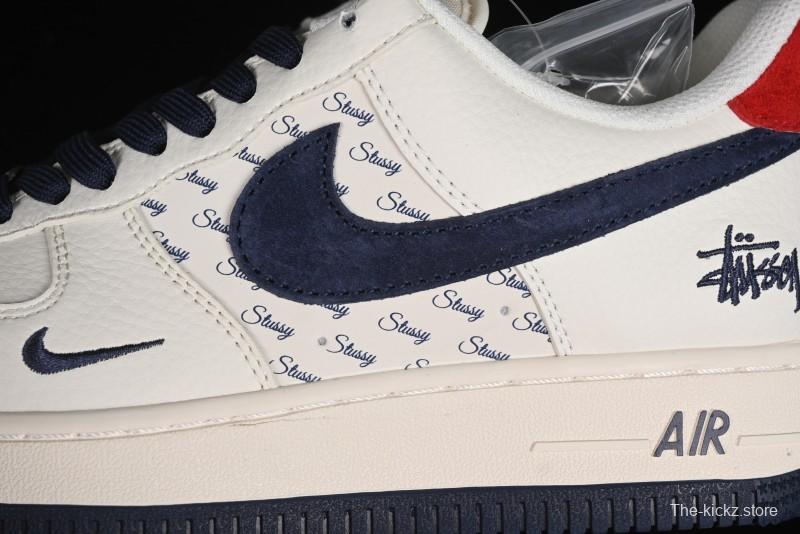 Nike Air Force 1 '07 Low Stussy Collaboration - Blue Red Print Low-Top Casual Sneakers - XZ3318-566