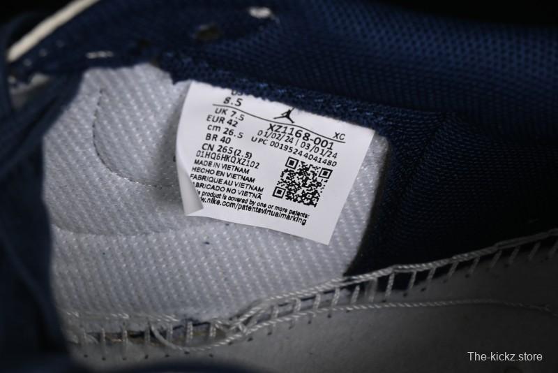 Nike Travis Scott x Fragment Design x Air Jordan 1 Low OG SP AJ1 Supreme Collaboration - White Navy Blue Low Top Casual Sneakers - XZ116