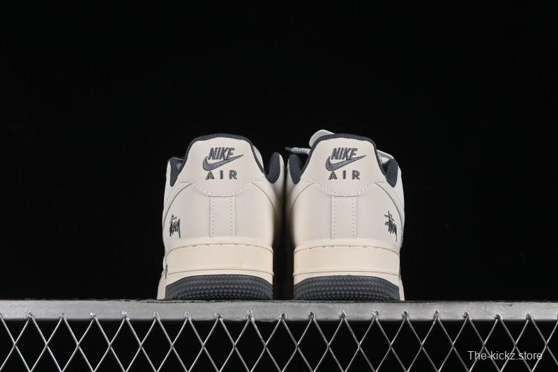 Nike Air Force 1 '07 Low Stussy Collaboration - Light Grey Double Swoosh Casual Sneakers - XZ6188-012