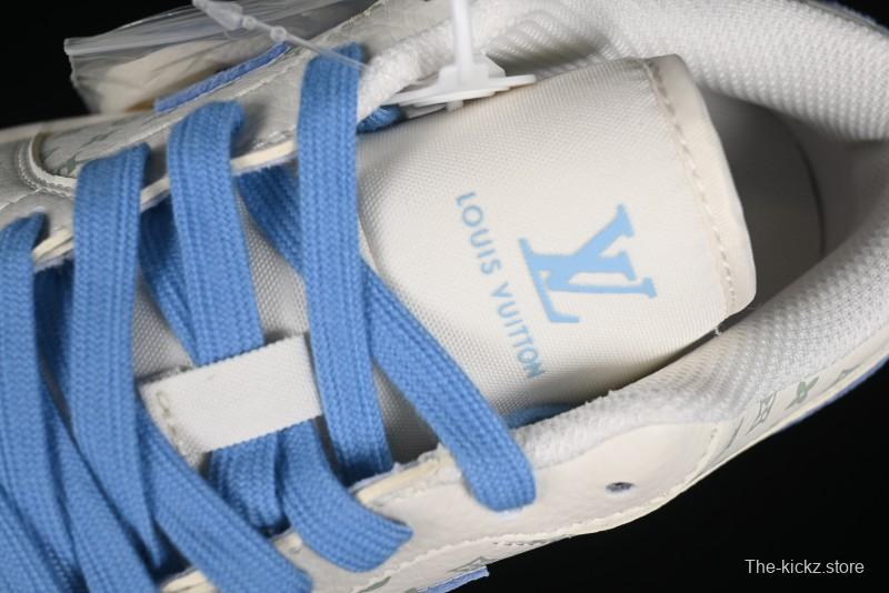 Nike Air Jordan 1 Low LV Collaboration - Light Blue Print Retro Basketball Shoes - WG8850-008