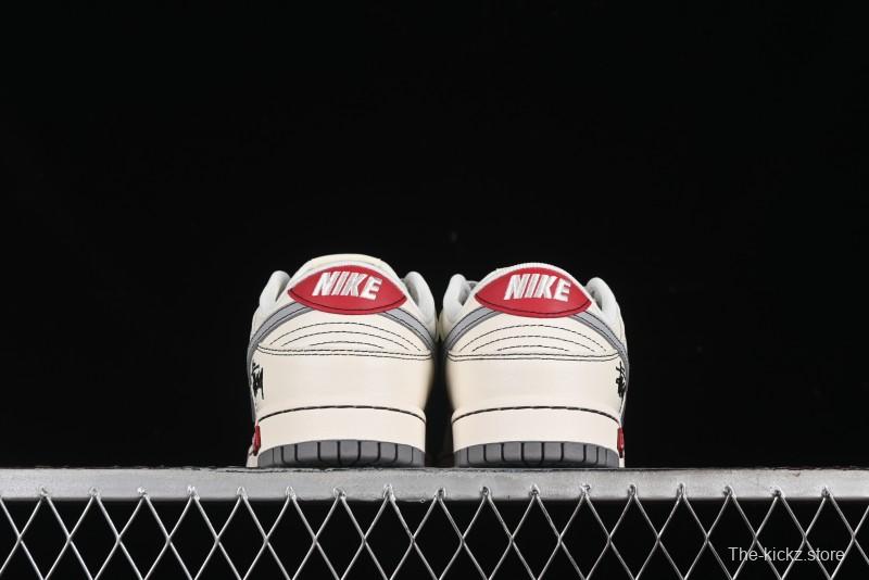 Nike SB Dunk Low Stussy Collaboration - Light Grey White Anniversary High-End Custom Low-Top Casual Skate Shoes - SJ2068-302