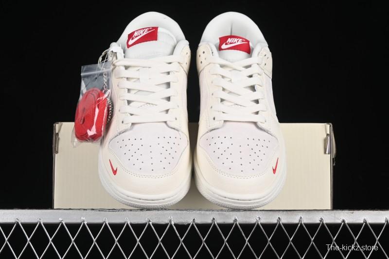 Nike SB Dunk Low Comme des Garçons Collaboration - Pigskin White Swoosh Anniversary Custom Low-Top Casual Skate Shoes - KK1333-004