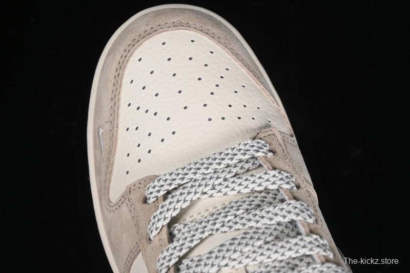 Nike SB Dunk Low UN Collaboration - Light Brown with Silver Swoosh Anniversary High-End Custom Low-Top Casual Sneakers - CF3688-013