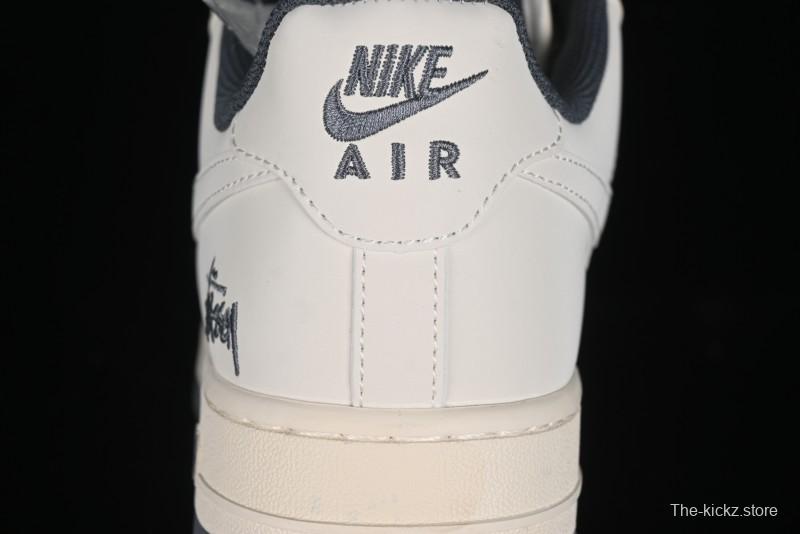 Nike Air Force 1 '07 Low Stussy Collaboration - Light Grey Double Swoosh Casual Sneakers - XZ6188-012