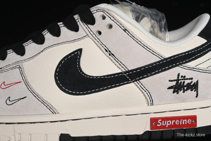 Nike SB Dunk Low Stussy Collaboration - Embroidered Black Swoosh Anniversary High-End Custom Low-Top Casual Sneakers - MM1089-031