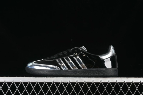 Adidas Samba Atmos IH3364 Patent Leather Black Silver Casual Sneakers