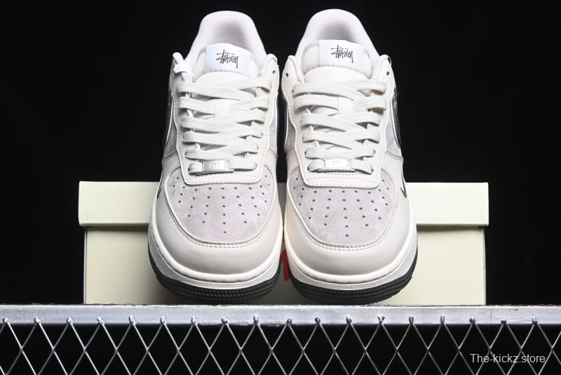 Nike Air Force 1 '07 Low Stussy Collaboration - White Black Sole Low-Top Casual Sneakers - XZ6188-279
