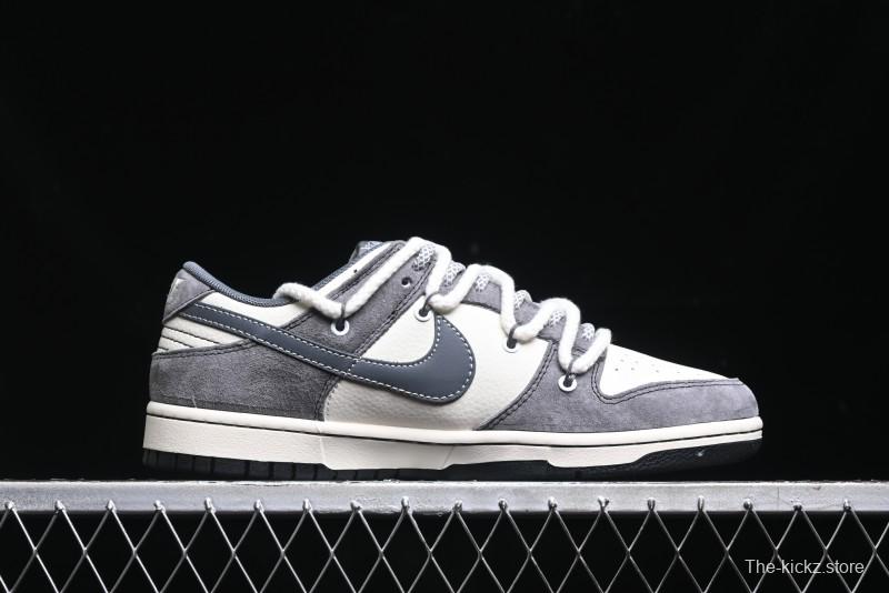 Nike SB Dunk Low Stussy Collaboration - Lace-Up Beige Grey Hook Anniversary High-End Custom Low-Top Casual Skate Shoes - YX5066-206