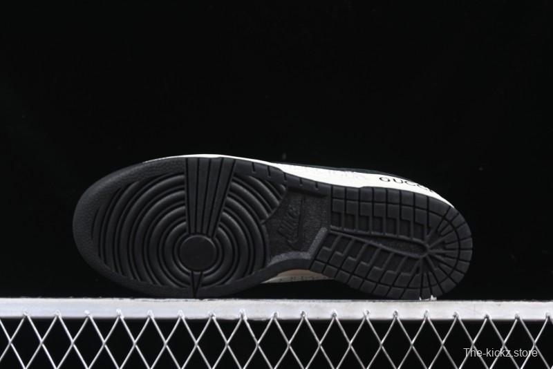 Nike SB Dunk Low Gucci Collaboration Black White Lettering Anniversary High-End Custom Low-Top Casual Skate Shoes - DJ2024-098