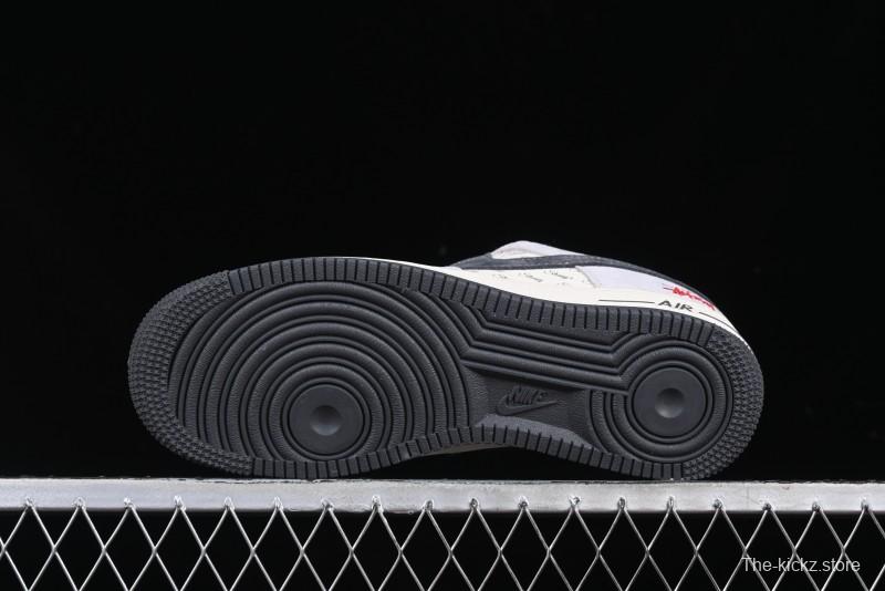 Nike Air Force 1 '07 Low Stussy Collaboration Pig Skin Swoosh Logo Low-Top Casual Sneakers - XS1958-501