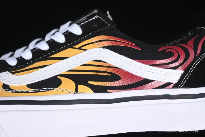 Vans Old Skool Flame Red Low-Top Casual Skate Shoes - VN000CQDBA5