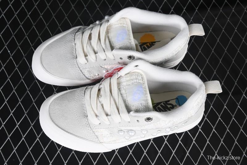 Vans Knu Skool Pearl White Chunky Sneakers with D-Ring Lacing System - VN000D22QC5