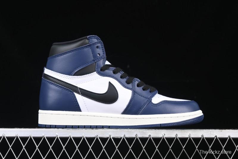Nike Air Jordan 1 High OG "Midnight Navy" Basketball Shoes with Full Leather Construction - DZ5485-401