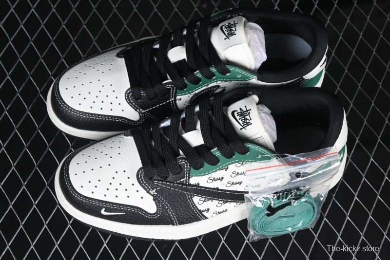 Nike Travis Scott x Fragment Design x Air Jordan 1 Low OG SP AJ1 Stussy Collaboration - Black Green - AG3702-805