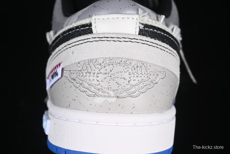 Nike Air Jordan 1 Low Retro Basketball Shoes Panda Prank Surf Fishing Overfishing Blue Brown Gray - 553558-140