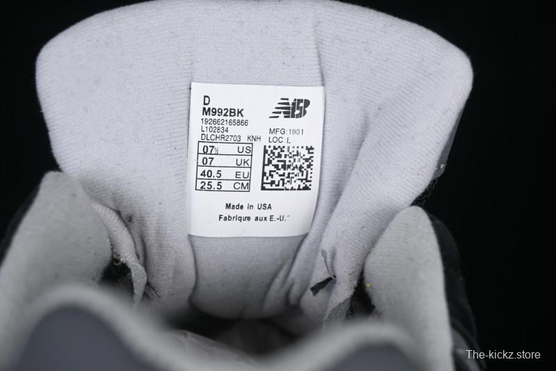 New Balance Made In USA 992 Classic Retro Running Sneakers with Superior Comfort - M992BK