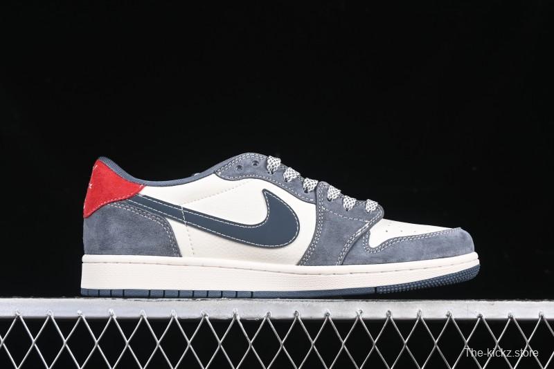 Nike Travis Scott x Fragment Design x Air Jordan 1 Low OG SP AJ1 CDG White Grey Low Top Casual Sneakers - DM9288-005