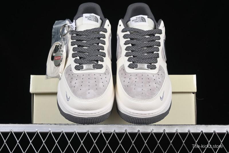 Nike Air Force 1 '07 Low Supreme Collaboration Custom Casual Sneakers with Grey Swoosh - DM6688-056