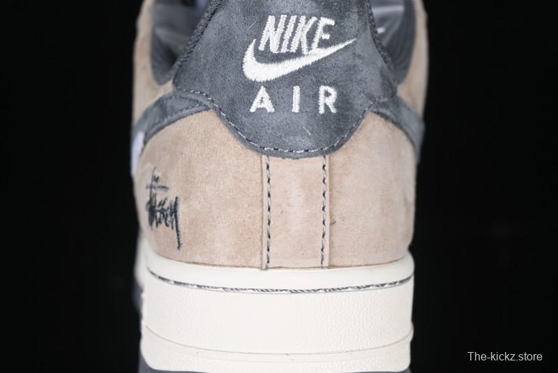 Nike Air Force 1 '07 Low Stussy Collaboration - Lambskin Brown Low-Top Casual Sneakers - XZ6188-888