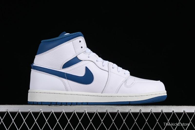 Nike Air Jordan 1 Mid Industrial Blue Basketball Shoes with Air Cushion - FN5215-141