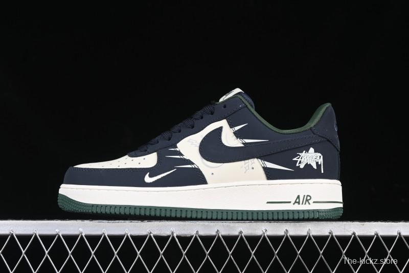 Nike Air Force 1 '07 Low Stussy Collaboration Explosive Blue Low-Top Casual Sneakers - KK1988-040