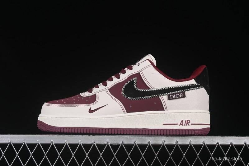 Nike Air Force 1 '07 Low Dior Collaboration Burgundy Low-Top Casual Sneakers - KK1988-046