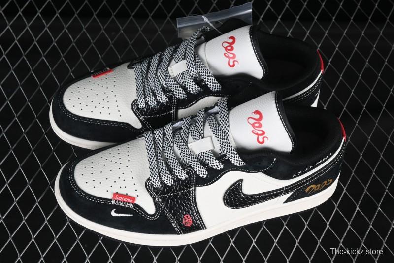 Nike Air Jordan 1 Low AJ1 Year of the Snake Limited Edition White Black Snake Pattern Low-Top Casual Sneakers - SJ9950-056