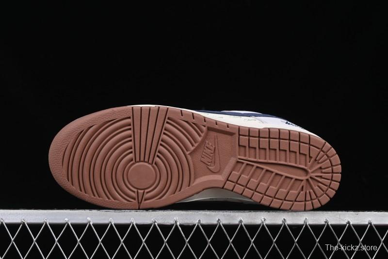 Nike SB Dunk Low Stussy Collaboration Blue Swoosh Gum Sole Anniversary Custom Low-Top Casual Sneakers - XS1086-012