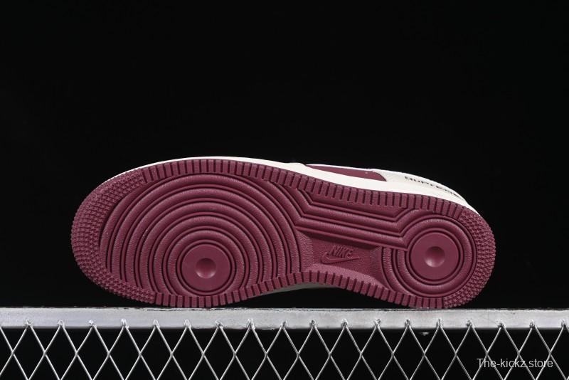 Nike Air Force 1'07 Low Supreme Collaboration Rice Wine Red Casual Sneakers - KK1988-070