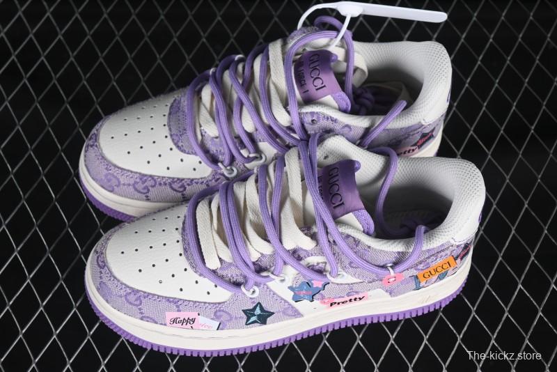 Nike Air Force 1'07 Low "Purple Star" Custom Casual Sneakers - BD7700-220