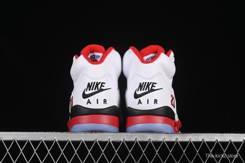 Nike Air Jordan 5 Retro Basketball Shoes Fire Red Black Tongue - HQ7978-101