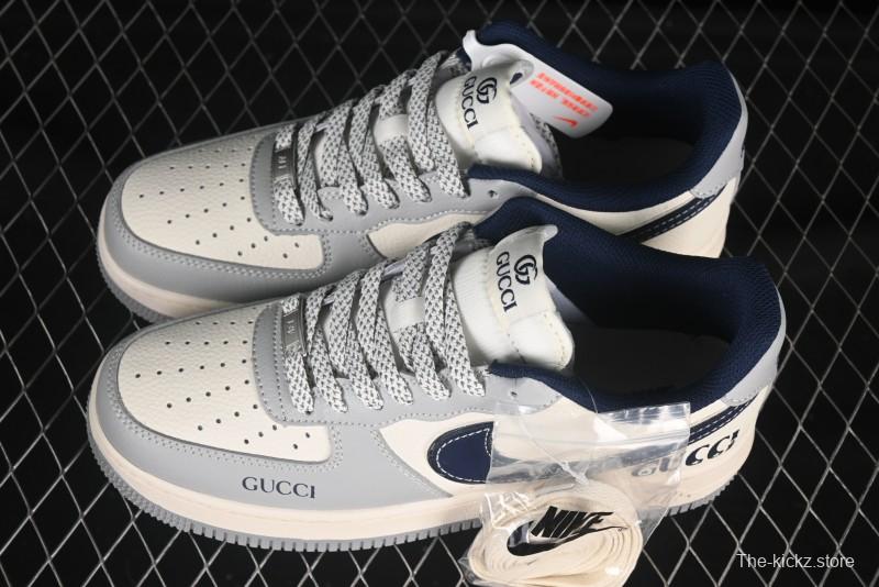 Nike Air Force 1 '07 Low Gucci Collaboration Grey Blue Swoosh Casual Sneakers - XS1958-543