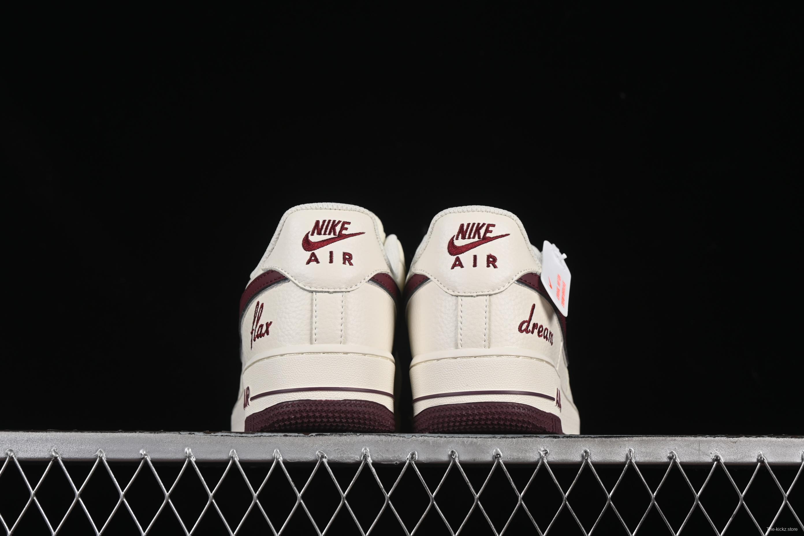 Nike Air Force 1'07 Low "Dream" Casual Sneakers with White Wine Red Swoosh - DR2024-105
